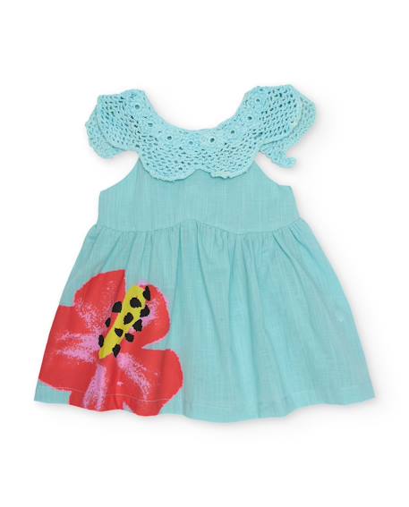 Bébé-Robe fille en tissu avec col en crochet