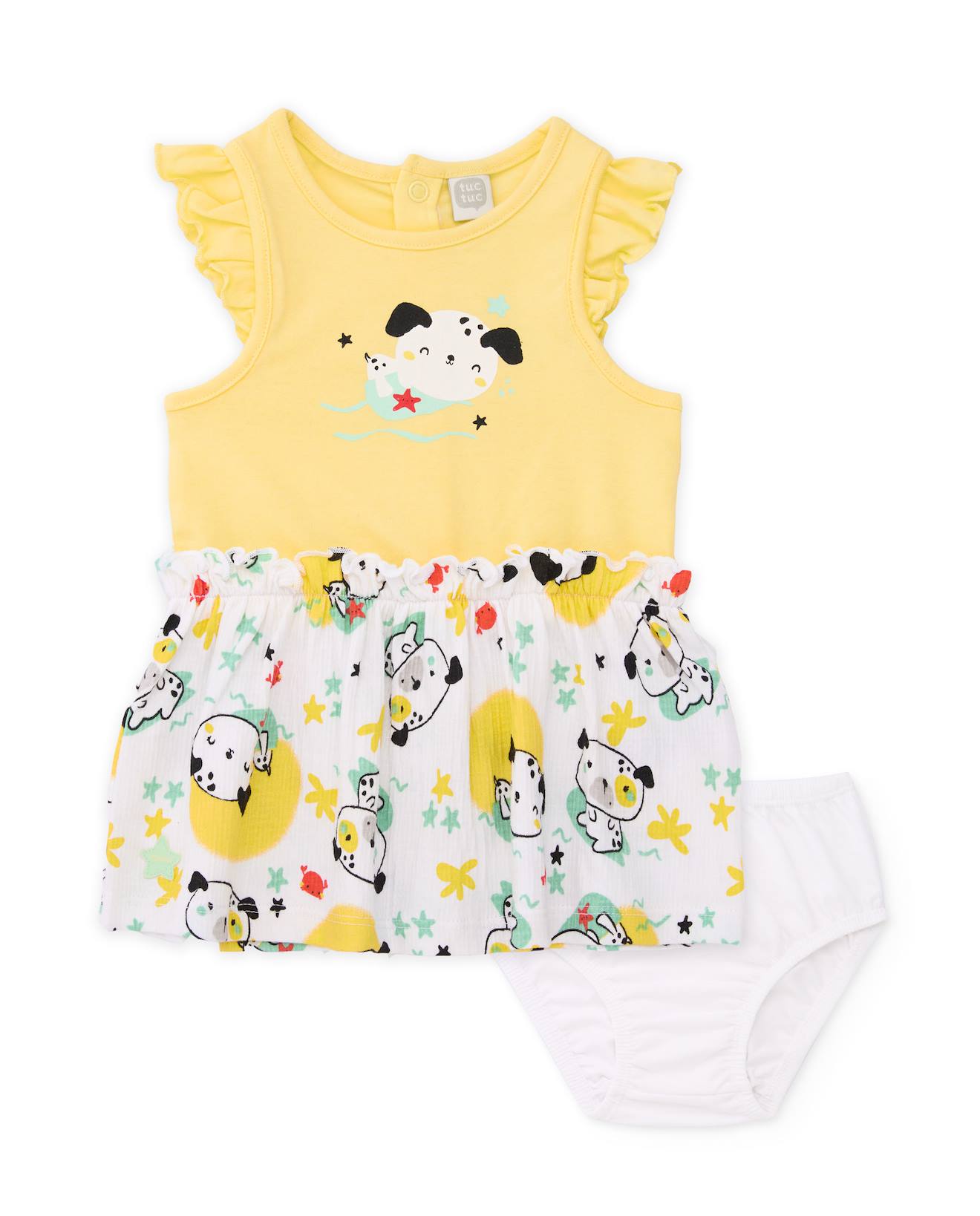 Robe Bb En Tricot Avec Bloomer Et Volants Aux paules Jaune 15 €