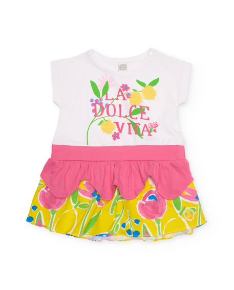 Bébé-Robe fille en maille avec volant à la taille