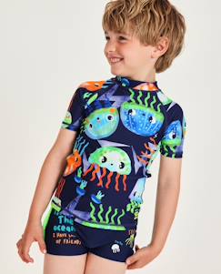 -Haut de maillot de bain garçon en maille avec méduses multicolores