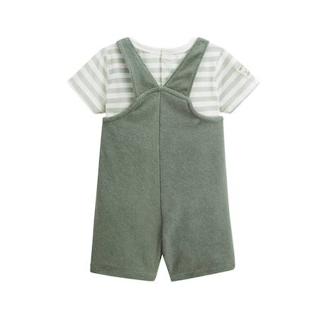 Ensemble salopette bébé en éponge et t-shirt crocro rigolo Kaki 3 - vertbaudet enfant 