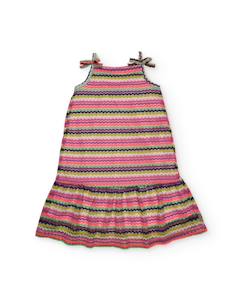 -Robe fille en maille à bretelles avec nœuds