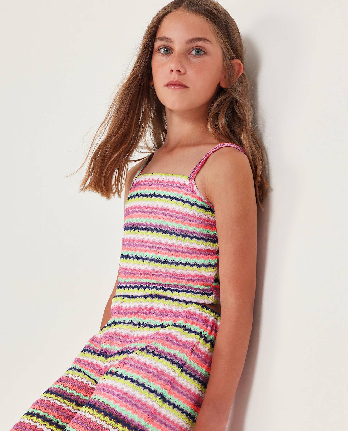 Top Fille En Maille Avec Imprim Zigzag Rose 14 €