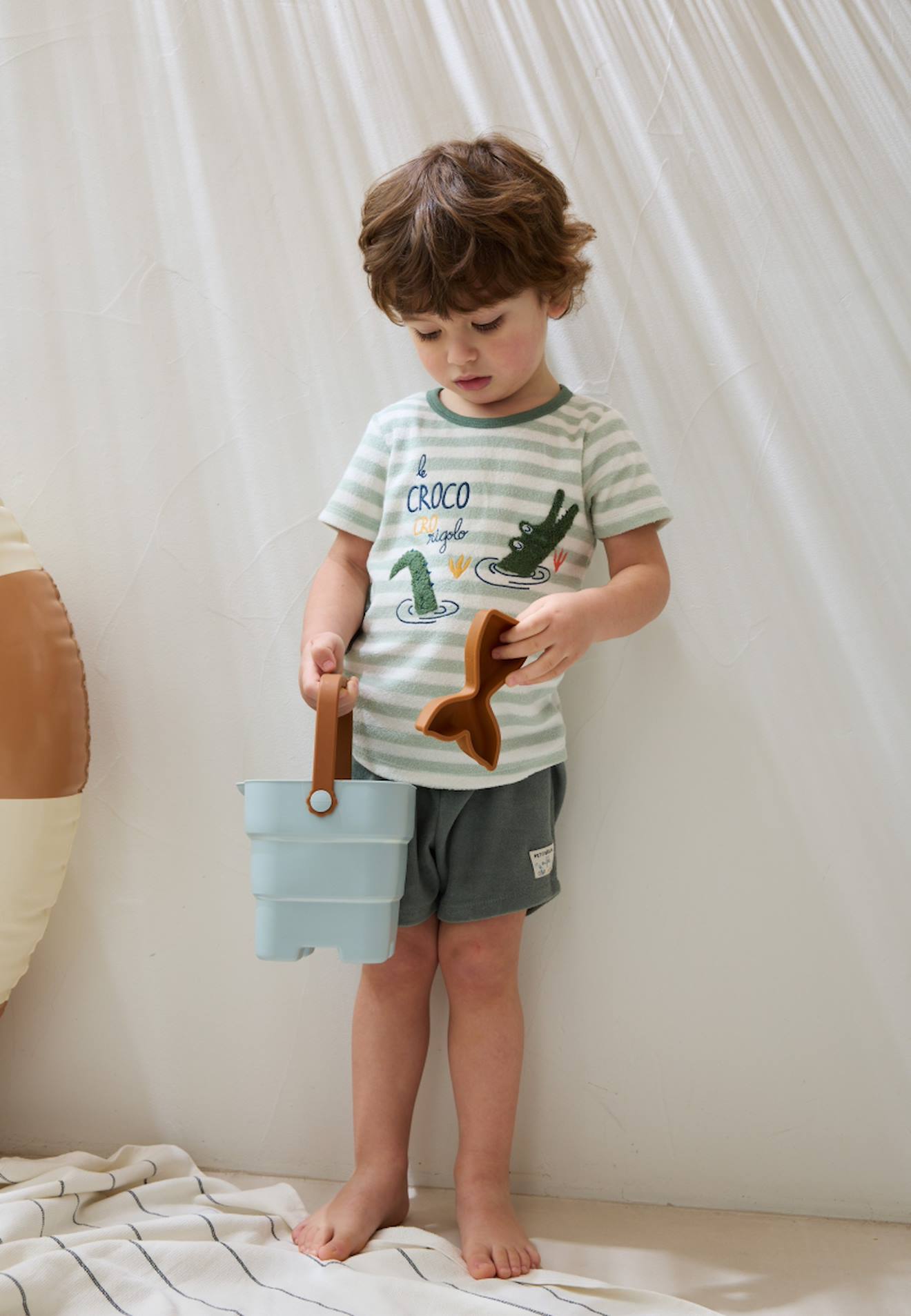 Ensemble Enfant T-shirt Et Short En Éponge Crocro Rigolo Kaki