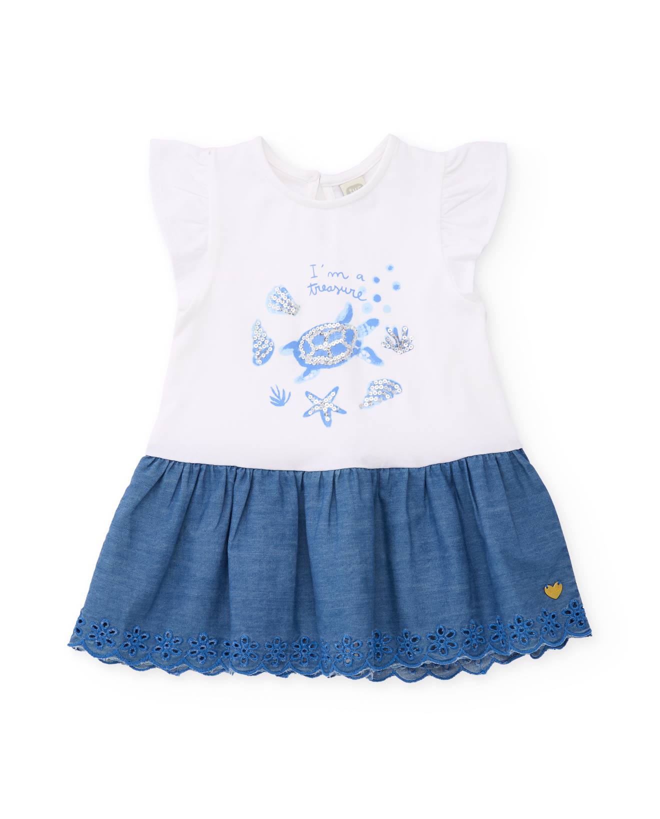 Robe Pour Fille En Maille Avec Motif Marin Et Sequins Blanc 27 €