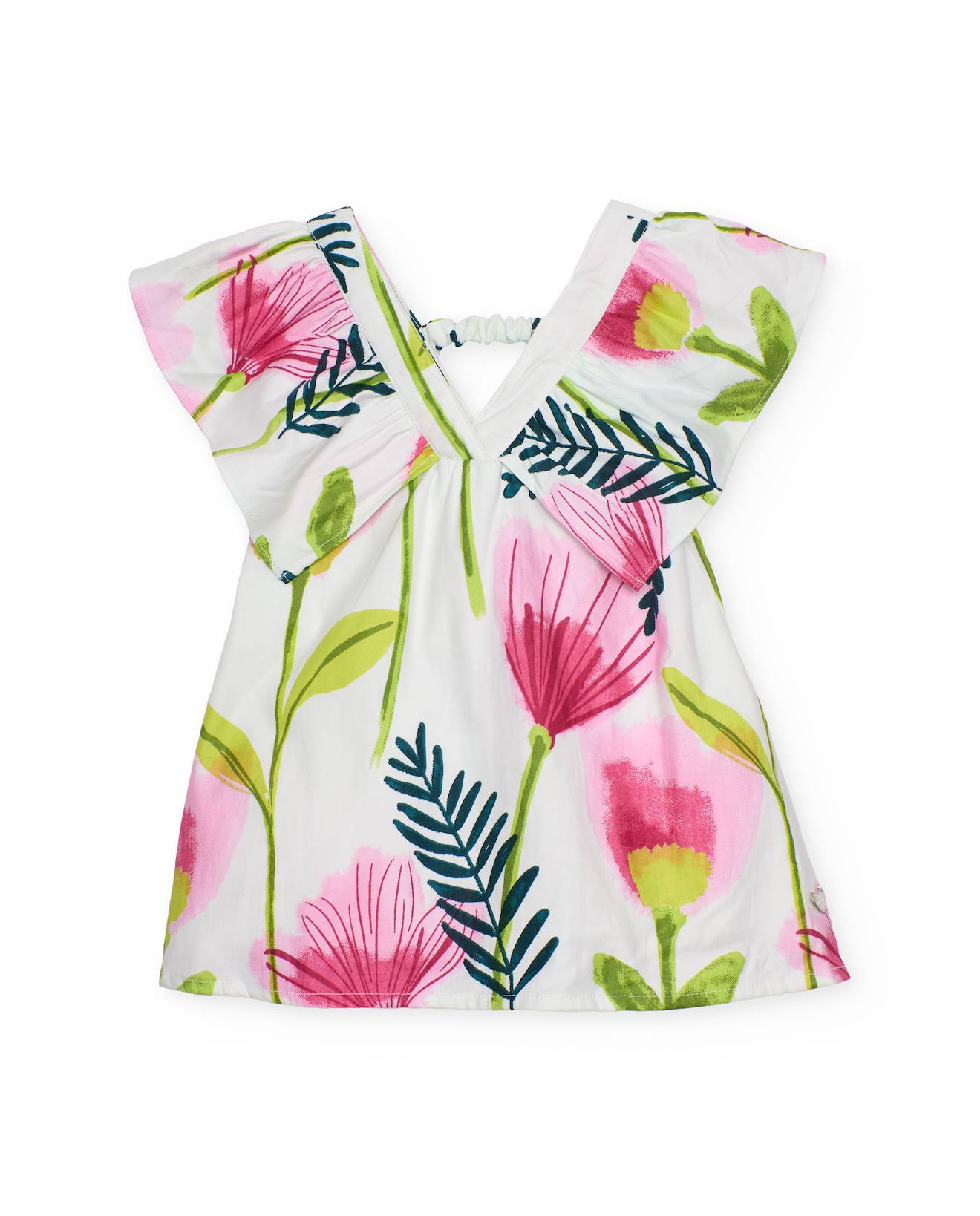 Robe Pour Fille En Toile Avec Encolure Croisée Blanc