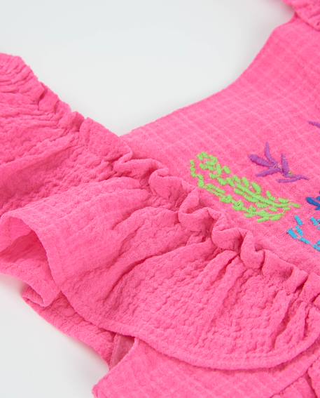 Robe bébé fille en tissu avec broderie sur le devant Rose 4 - vertbaudet enfant 
