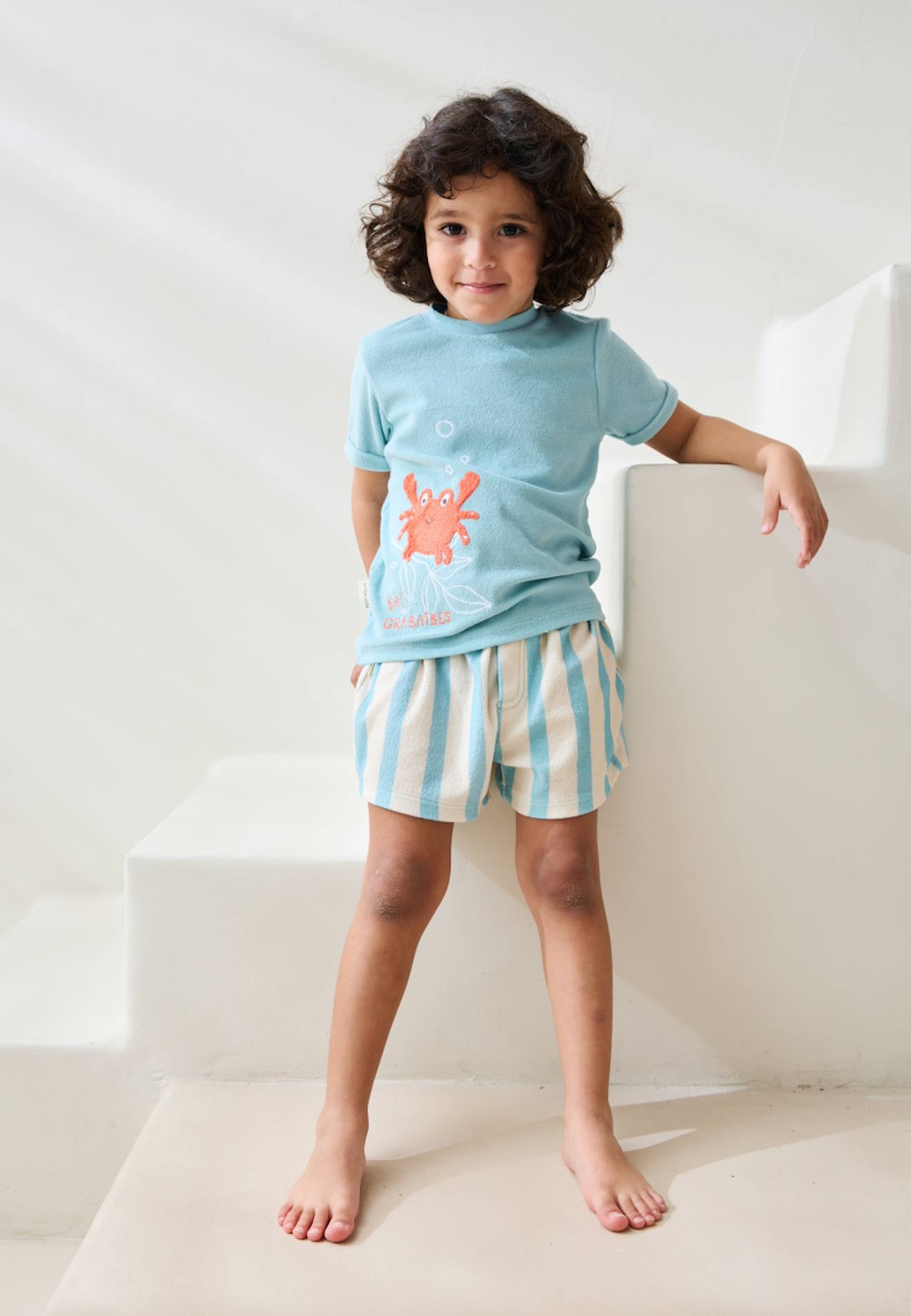 Ensemble Enfant T-shirt Et Short En Éponge Cayo Coco Bleu