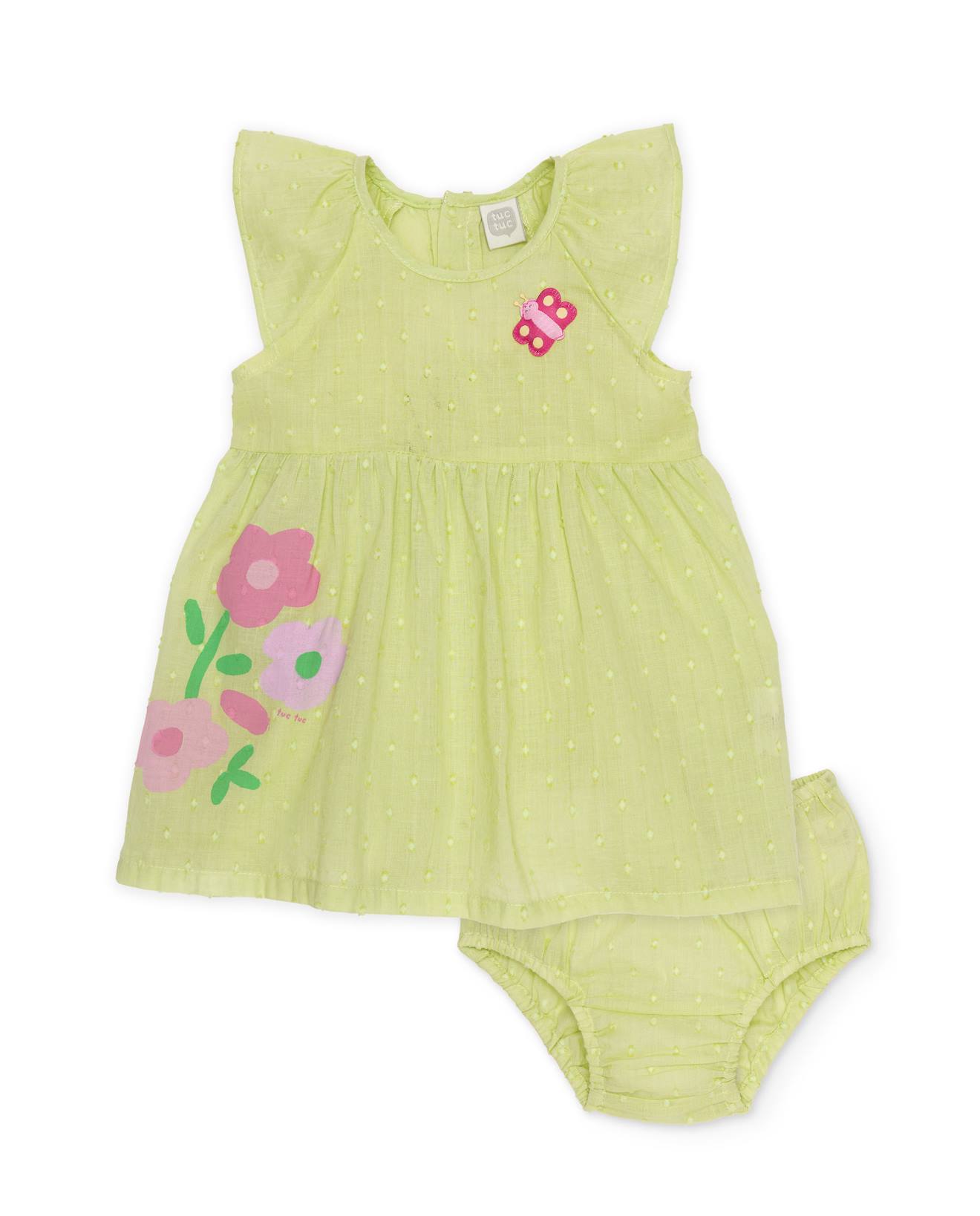 Robe Bébé En Tissu Avec Texture À Pois Vert
