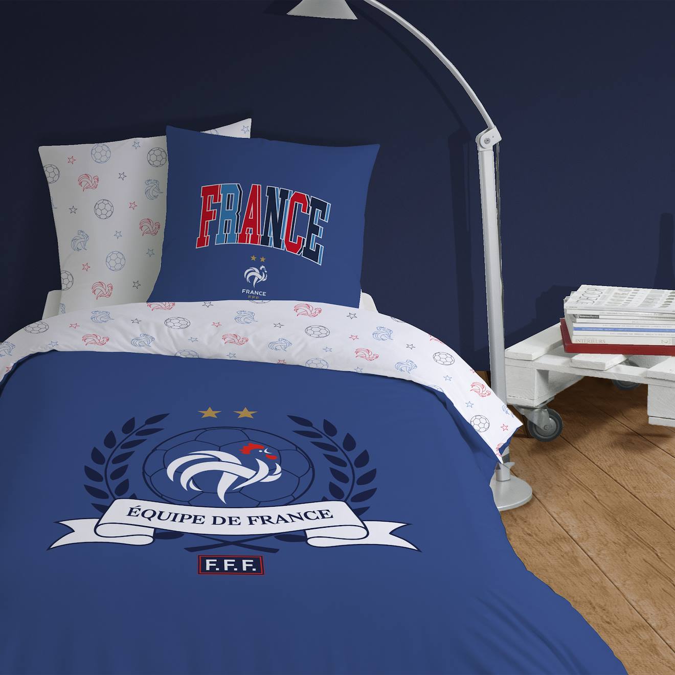 Parure De Lit Imprimée 100% Coton, Fff Campus Bleu