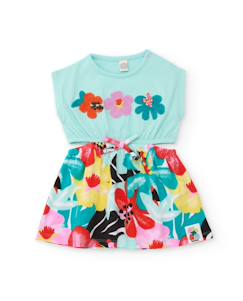 -Robe fille en tricot avec fleurs brodées