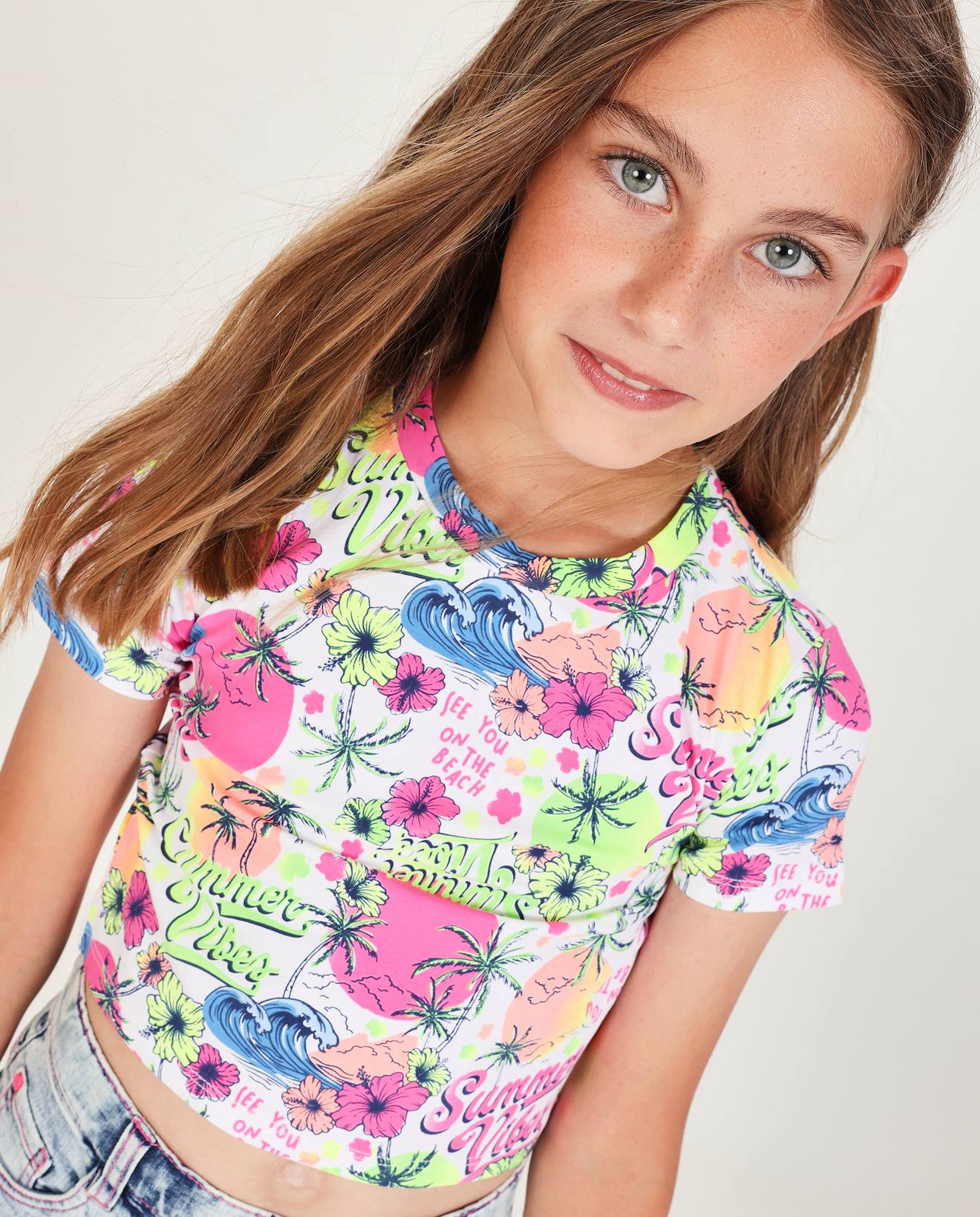 T-shirt Fille En Maille Avec Imprim Estival Rose 12 €