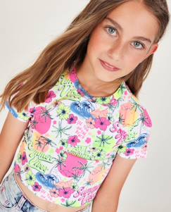 -T-shirt fille en maille avec imprimé estival