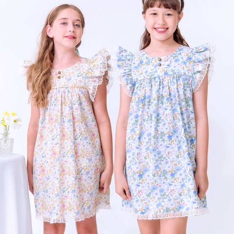 Robe cérémonie  fleurie liberty   appoline Jaune liberty 2 - vertbaudet enfant 