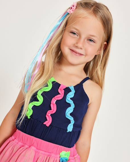Fille-T-shirt, sous-pull-T-shirt fille en maille avec bretelles froncées