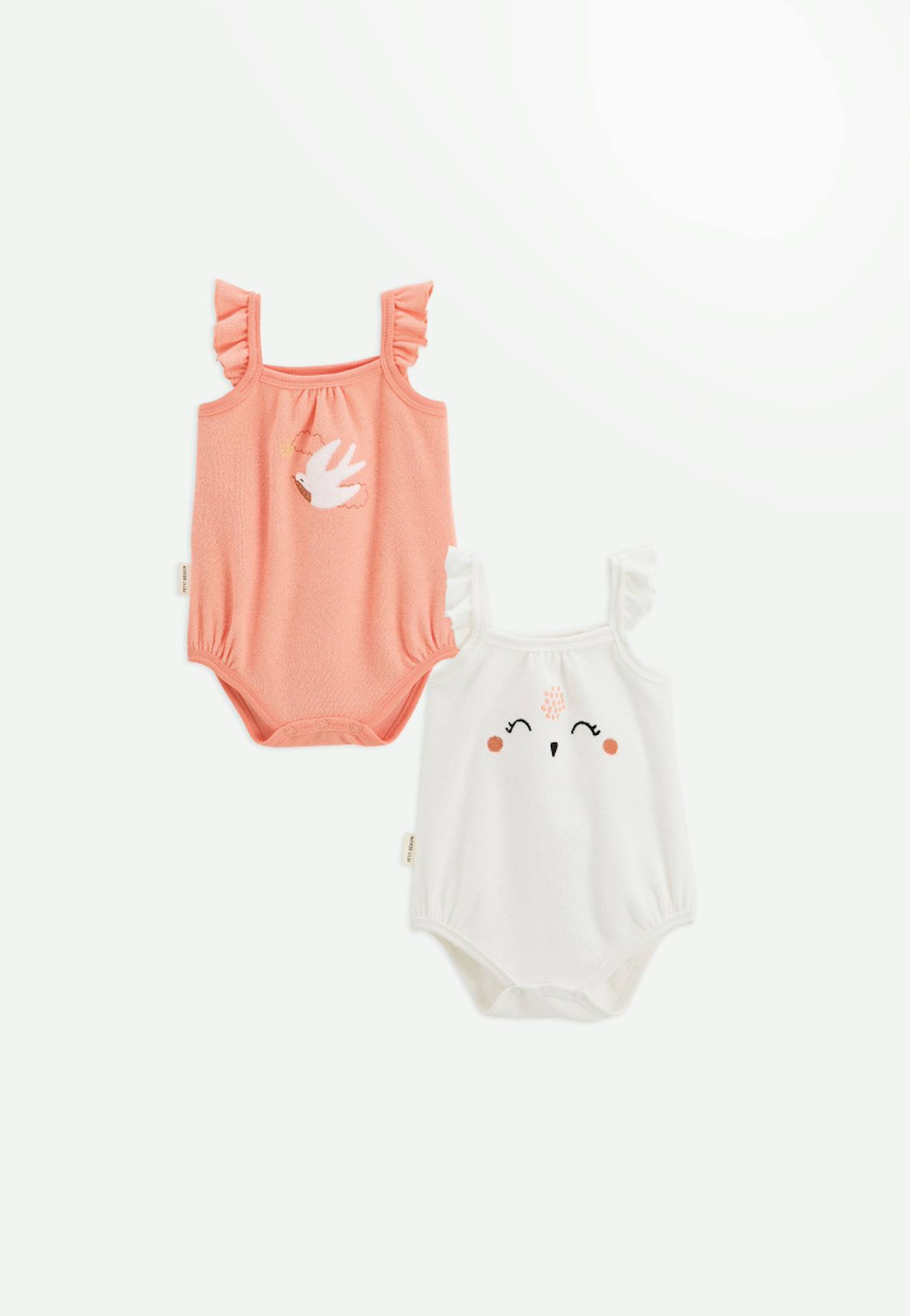Lot De 2 Bodies Bébé À Bretelles En Éponge Honfleur Corail