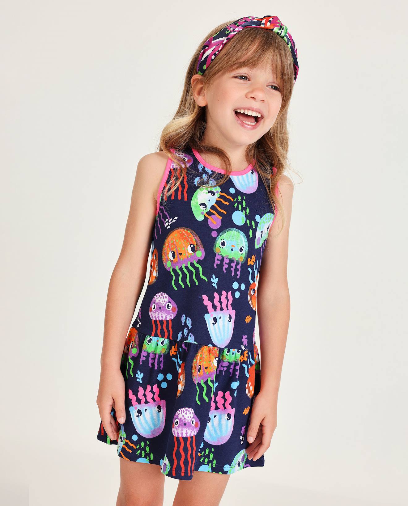 Robe Fille En Maille Avec Finitions Contrastes Bleu 20 €
