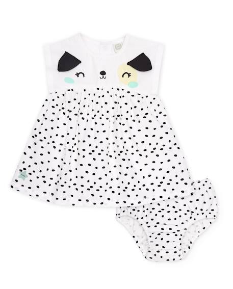 Bébé-Robe bébé en tissu avec bloomer et motif pois