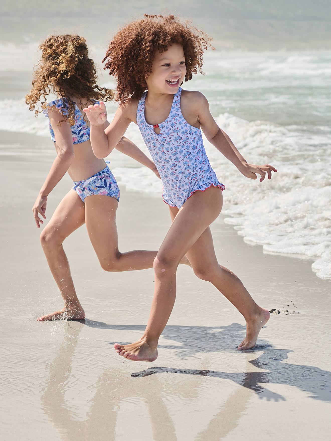 Maillot de bain 1 pièce fille bleu ciel