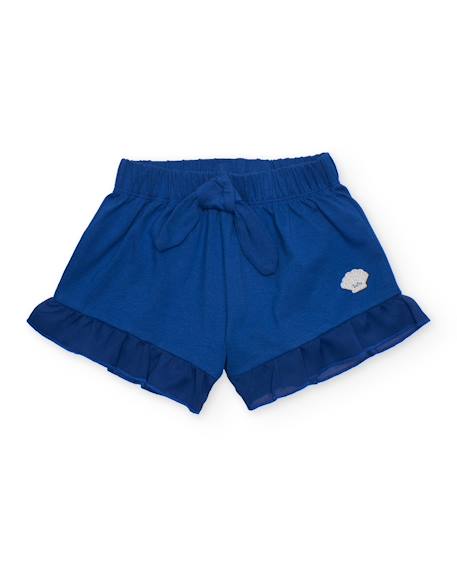 Short pour fille en maille avec volant au bas Bleu 1 - vertbaudet enfant 