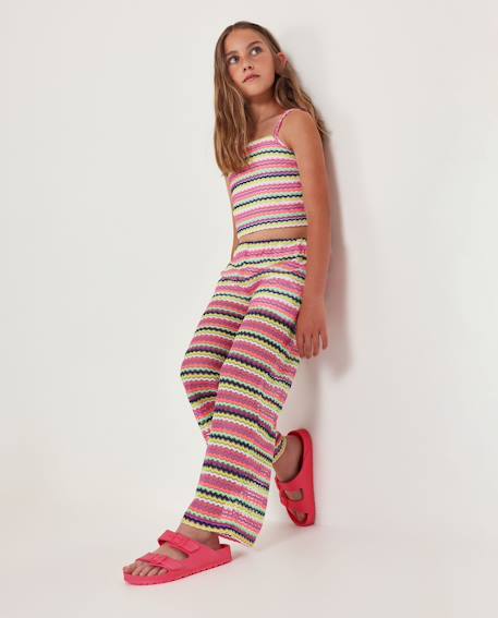 Fille-Pantalon fille en maille avec imprimé zigzag