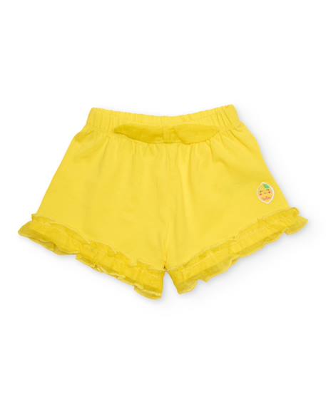 Bébé-Short fille en coton avec volants au bas