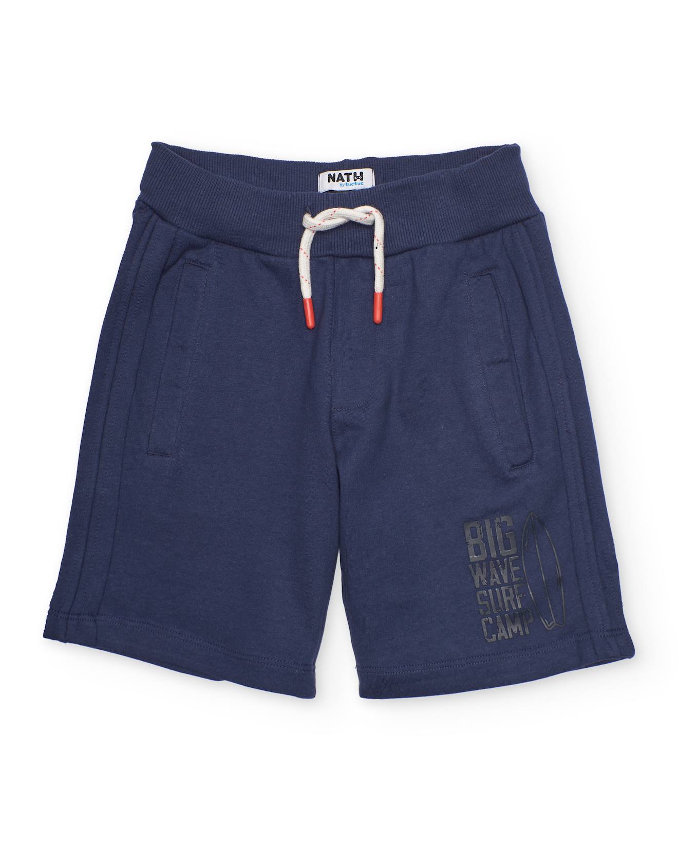 Bermuda Garçon En Maille Avec Taille Élastique Bleu