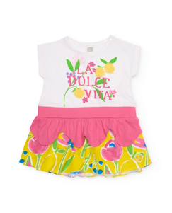 -Robe fille en maille avec volant à la taille
