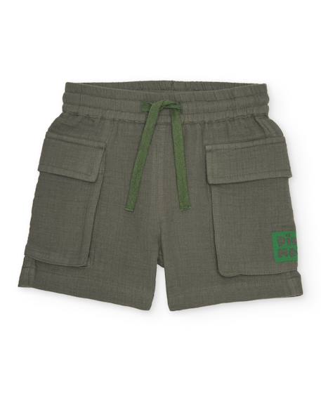 Bébé-Short-Bermuda garçon en coton avec poches latérales