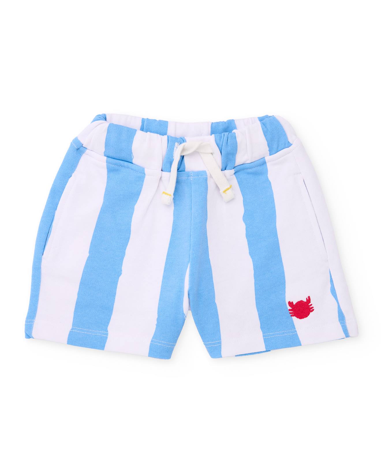 Bermuda Garçon En Maille De Coton Avec Broderie Décorative Bleu