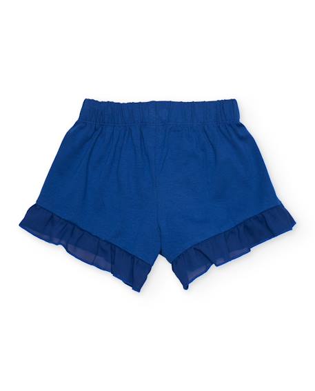 Short pour fille en maille avec volant au bas Bleu 2 - vertbaudet enfant 