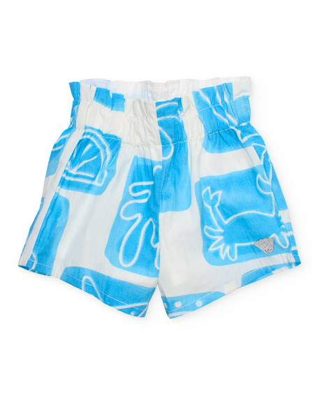 Bébé-Short-Short pour fille en toile avec taille froncée
