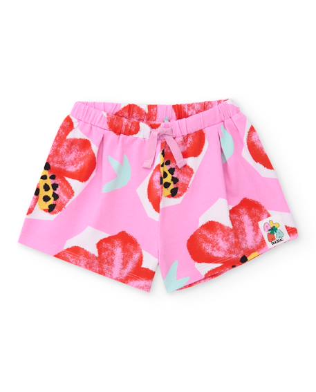 Bébé-Short-Short fille en maille avec taille élastiquée