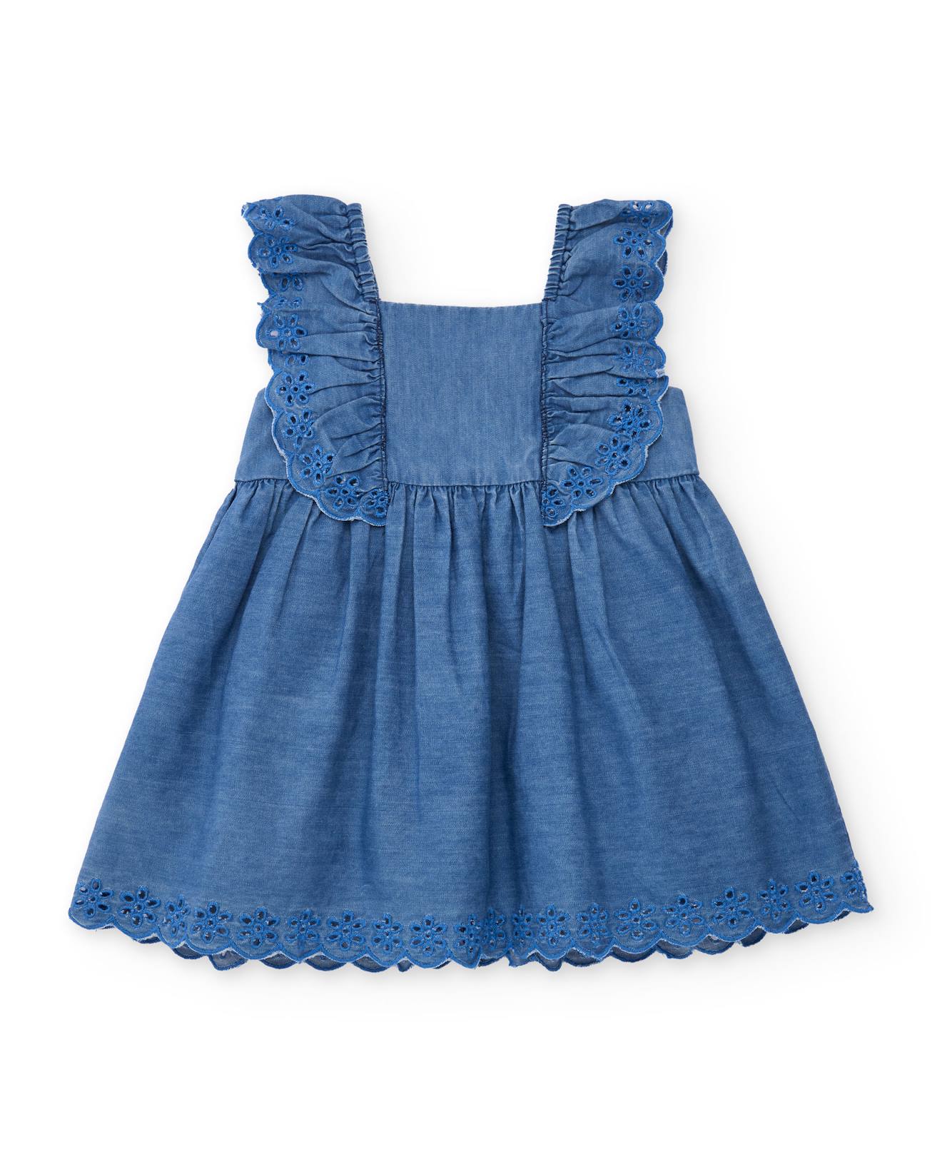 Robe Pour Fille En Toile Avec Volants Et Broderie Florale Bleu 33 €