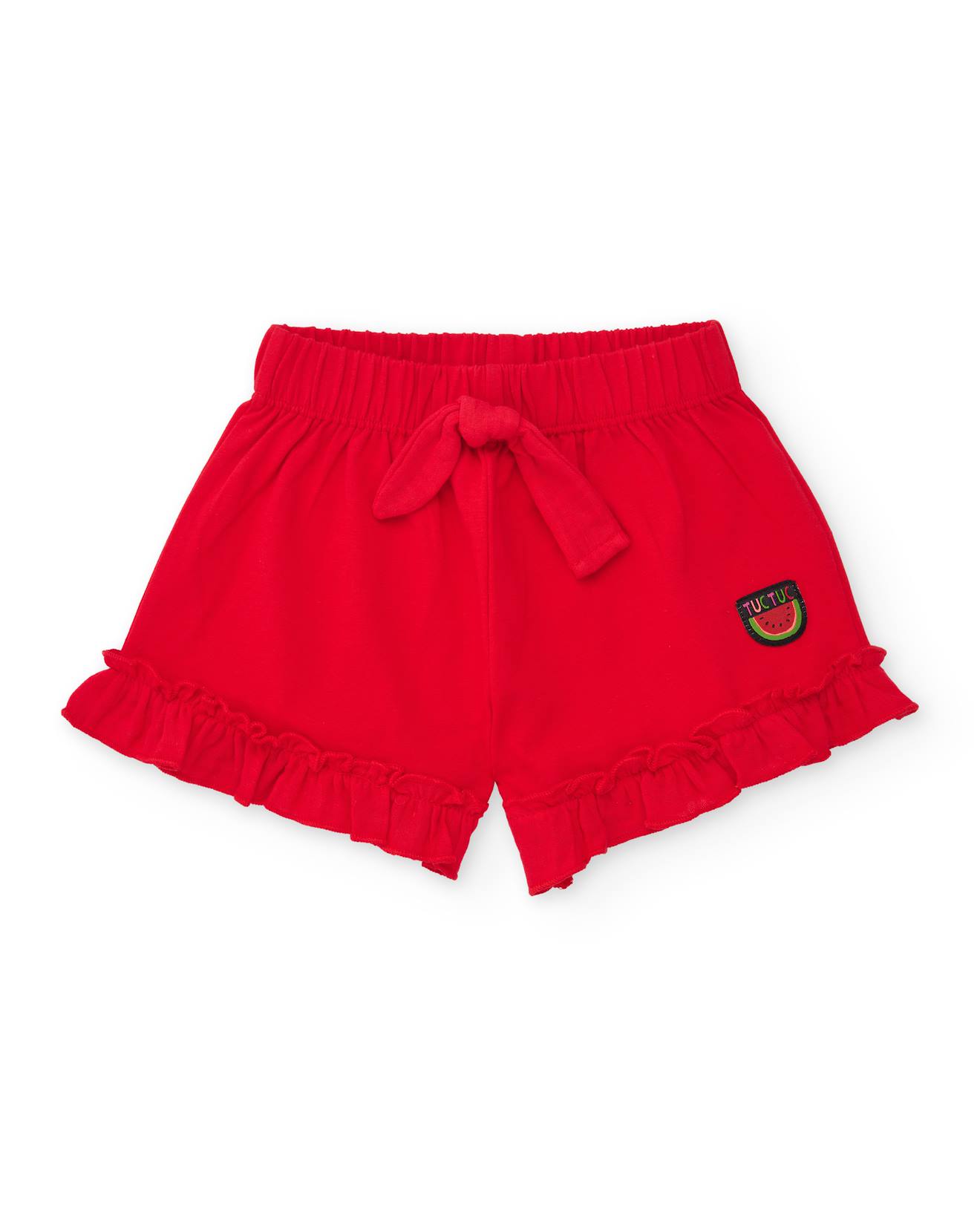 Short Fille En Coton Avec Volant Rouge 11 €