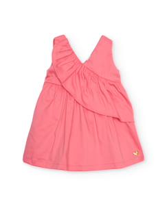 -Robe pour fille en toile avec volant sur le devant