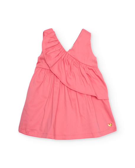 Fille-Robe-Robe pour fille en toile avec volant sur le devant