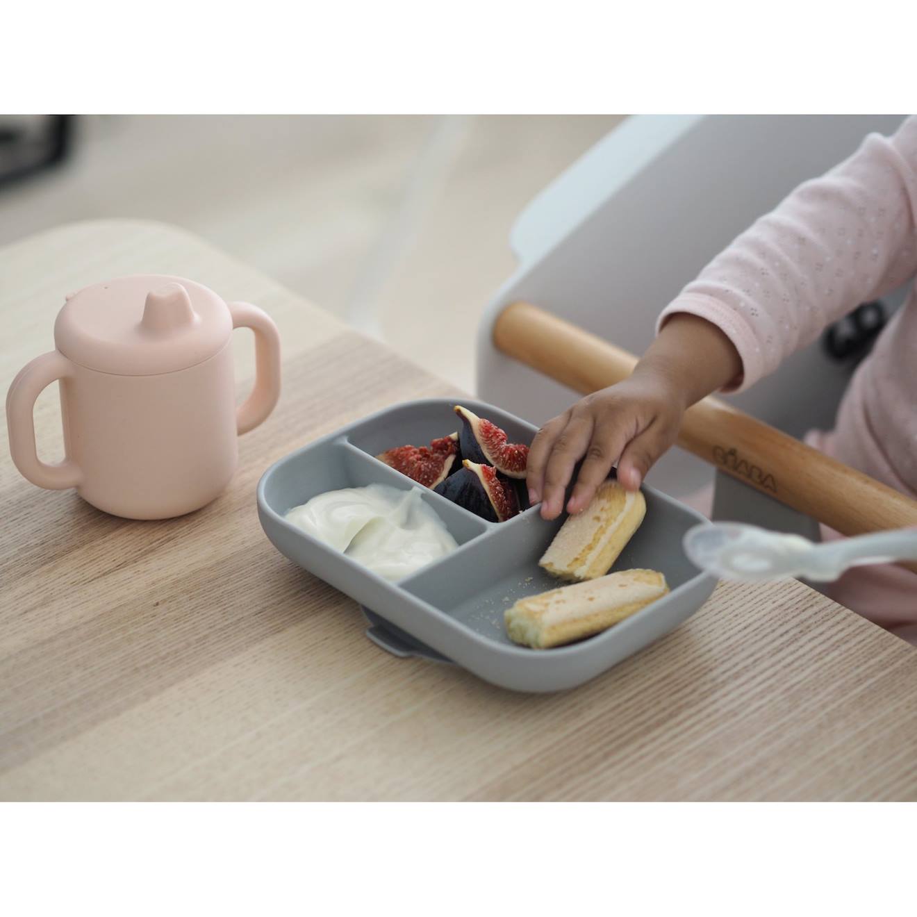 Coffret D'apprentissage 3 Pièces Silicone Rose (Béaba) - Image 1