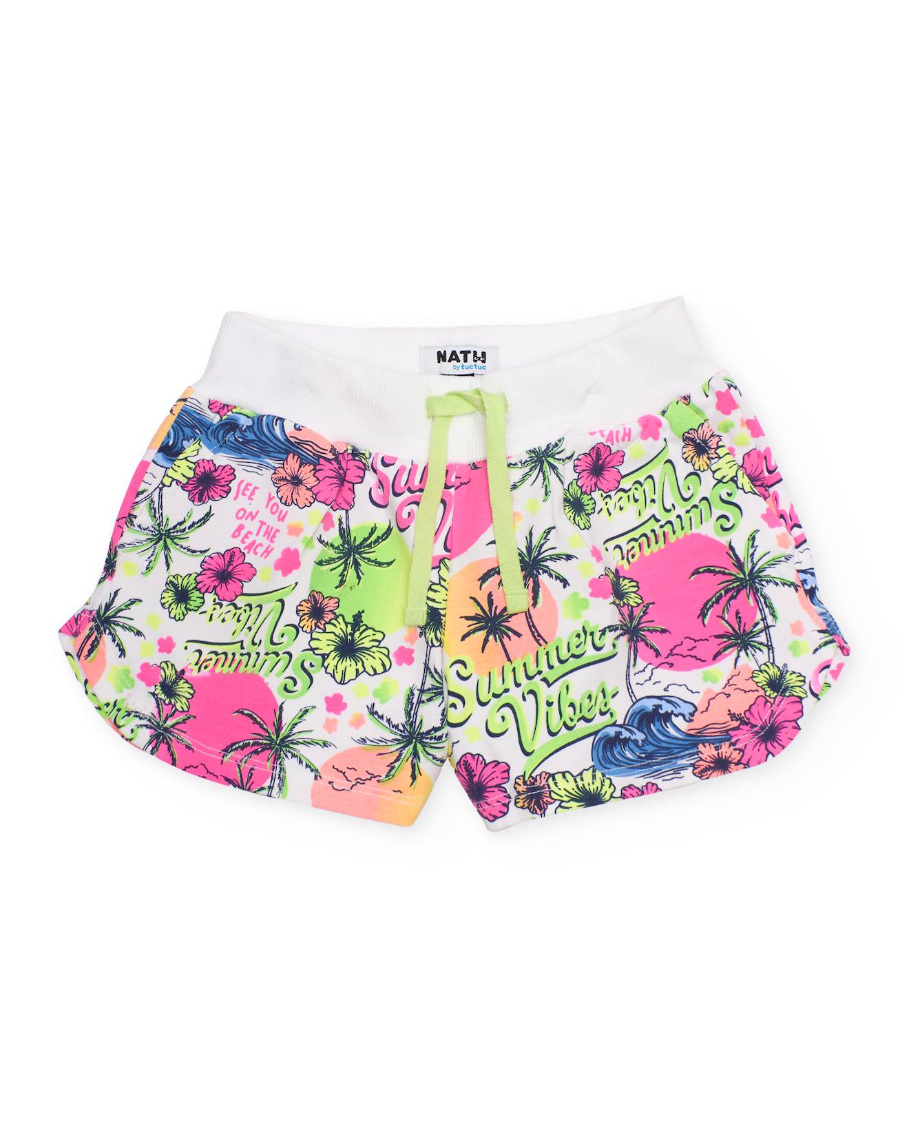 Short Fille En Maille Avec Imprim Tropical Rose 16 €