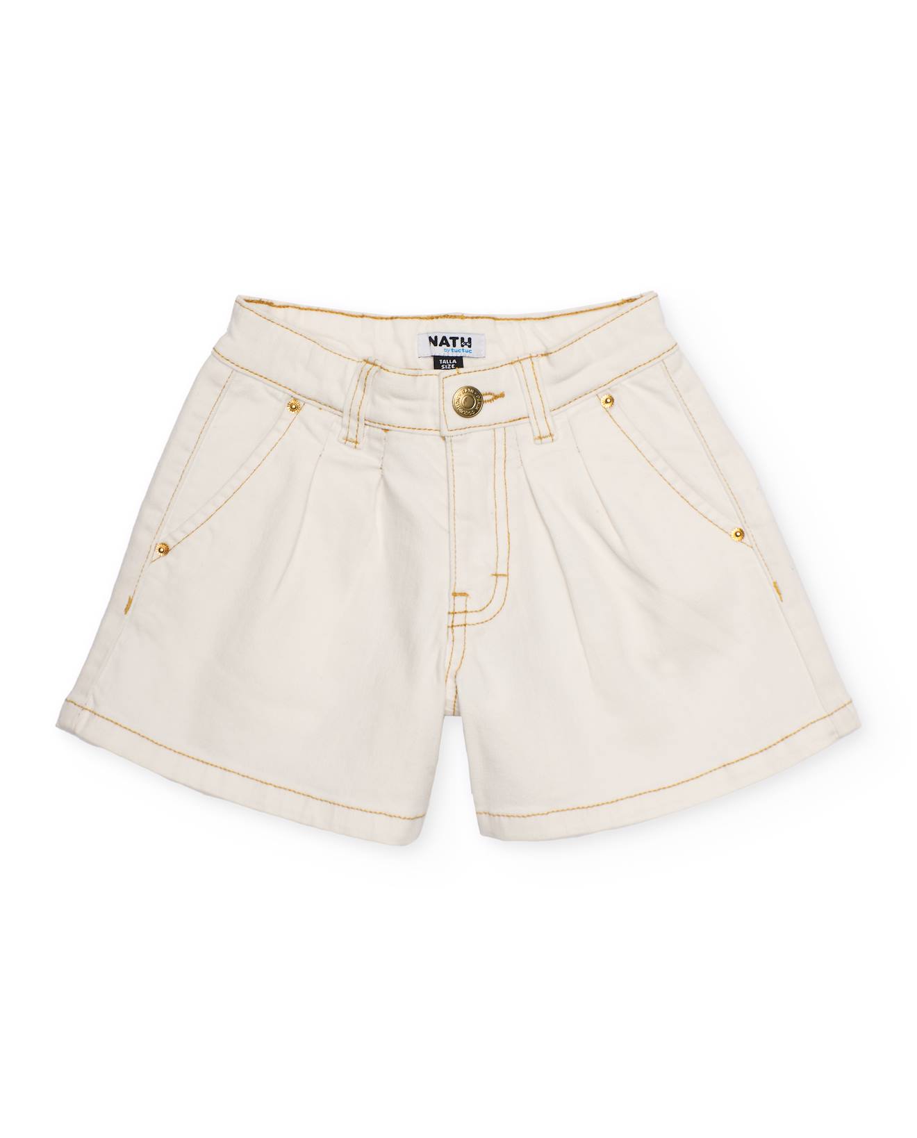 Short Fille En Toile Et Denim Blanc