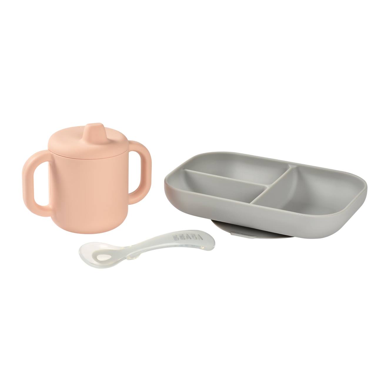 Coffret D'apprentissage 3 Pièces Silicone Rose (Béaba) - Image 1