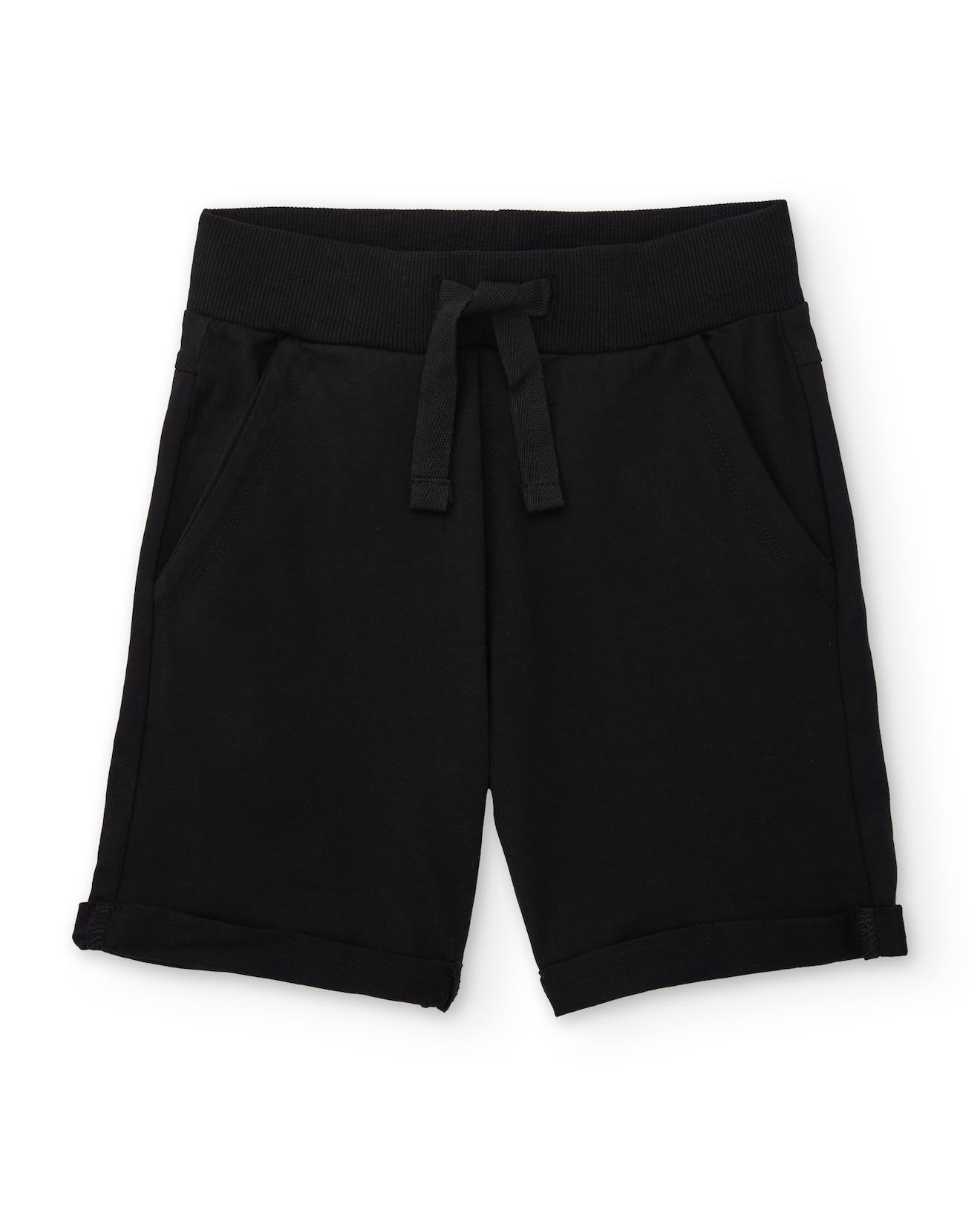 Bermuda Garçon En Maille Avec Revers Au Bas Noir
