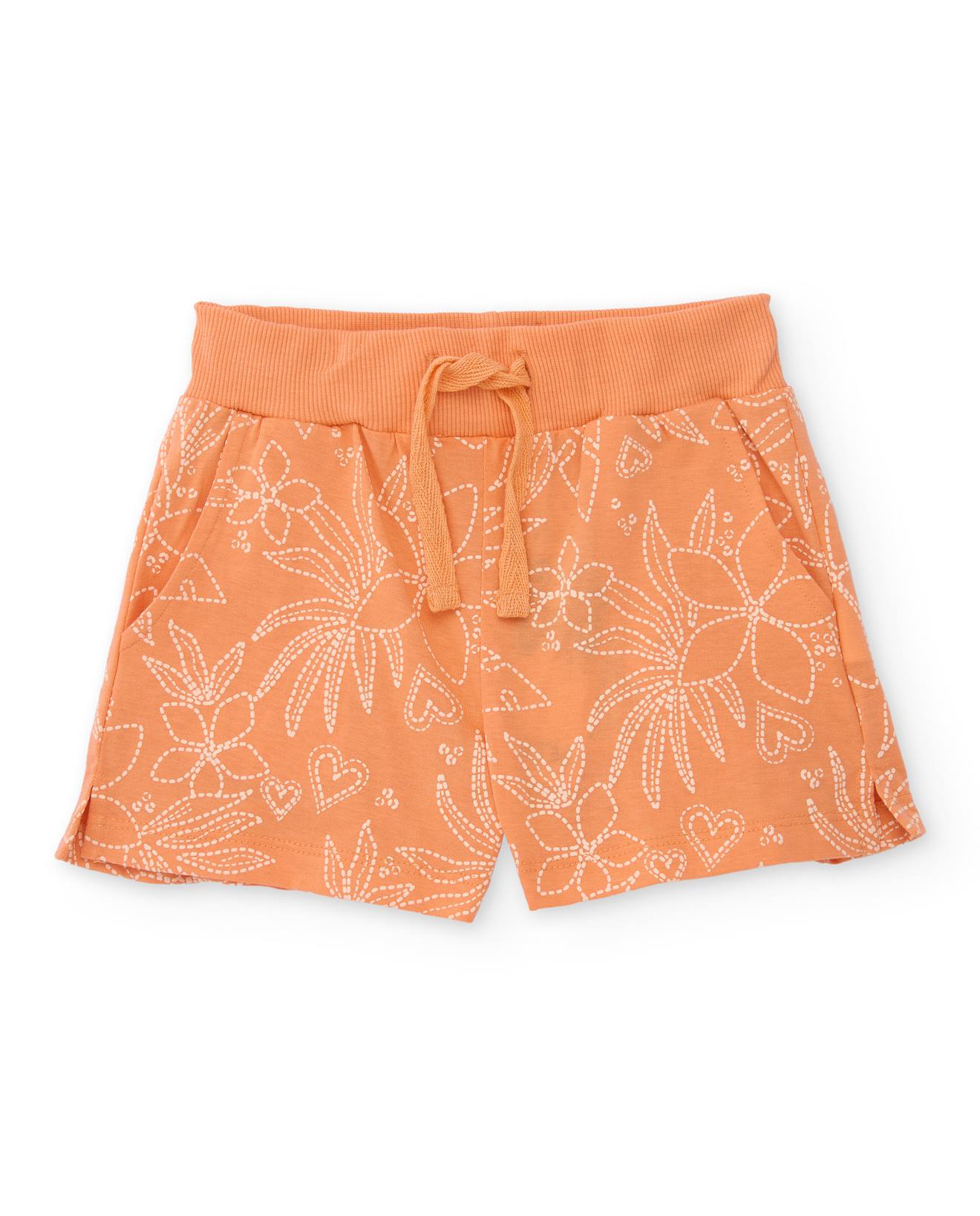 Short Fille En Maille Avec Imprimé Floral Orange