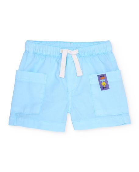 Bébé-Short-Bermuda garçon en tissu tissé avec poches sur le devant