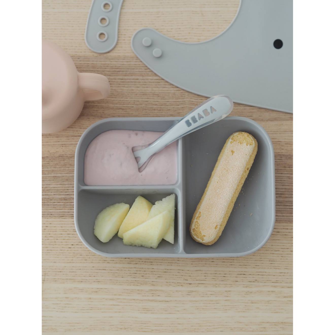 Coffret D'apprentissage 3 Pièces Silicone Rose (Béaba) - Image 2
