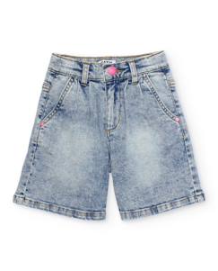 -Pantalon fille en toile et denim