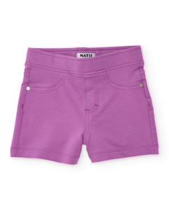 -Short fille en maille avec tissu extensible