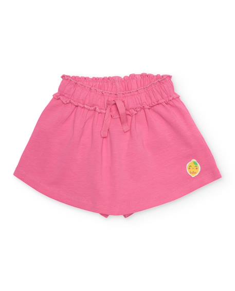Fille-Short fille en maille avec taille à volant froncé
