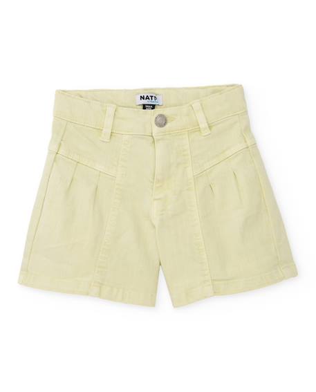 Fille-Short fille en tissu tissé avec plis sur le devant