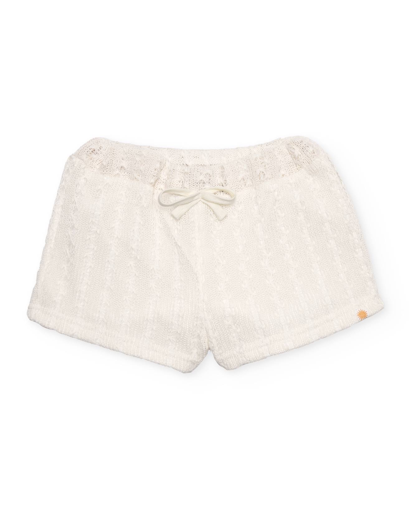 Short Fille En Maille Avec Tricot Ajour Blanc 21 €